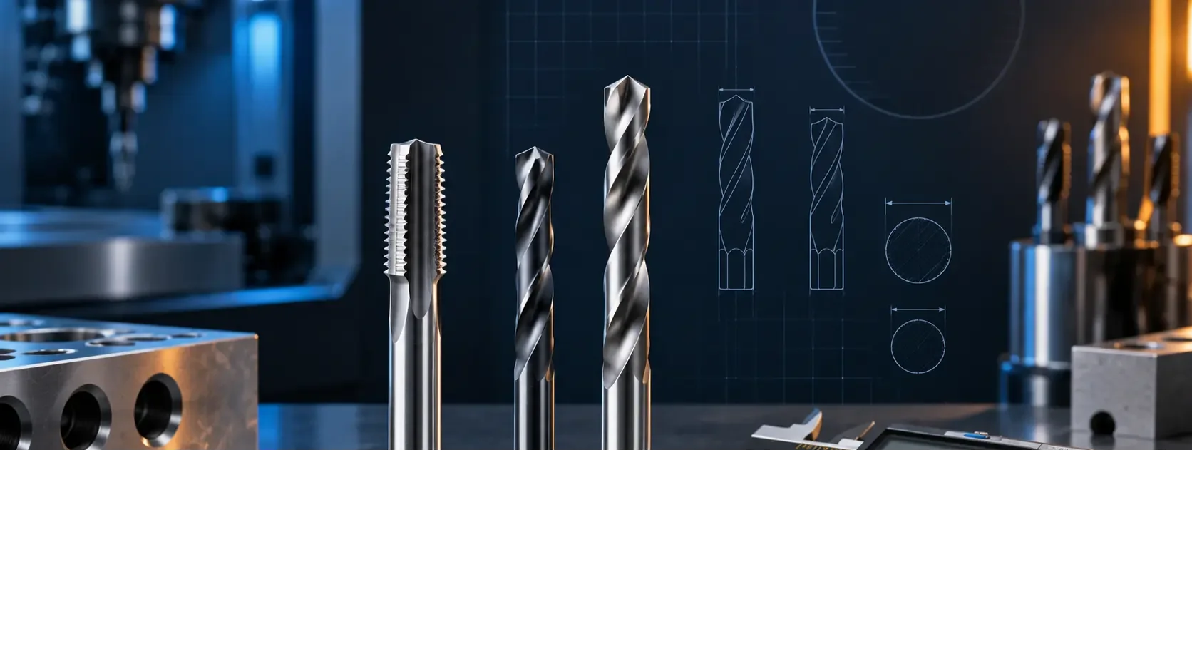 10-32 tap with drill bit size options and a digital caliper for diameter comparison