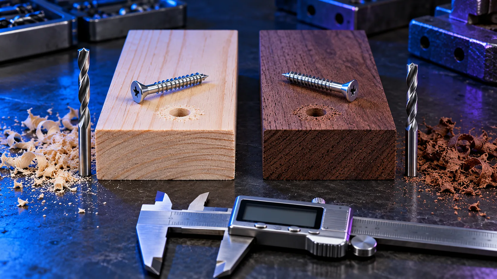 #10 wood screw pilot hole comparison for softwood and hardwood