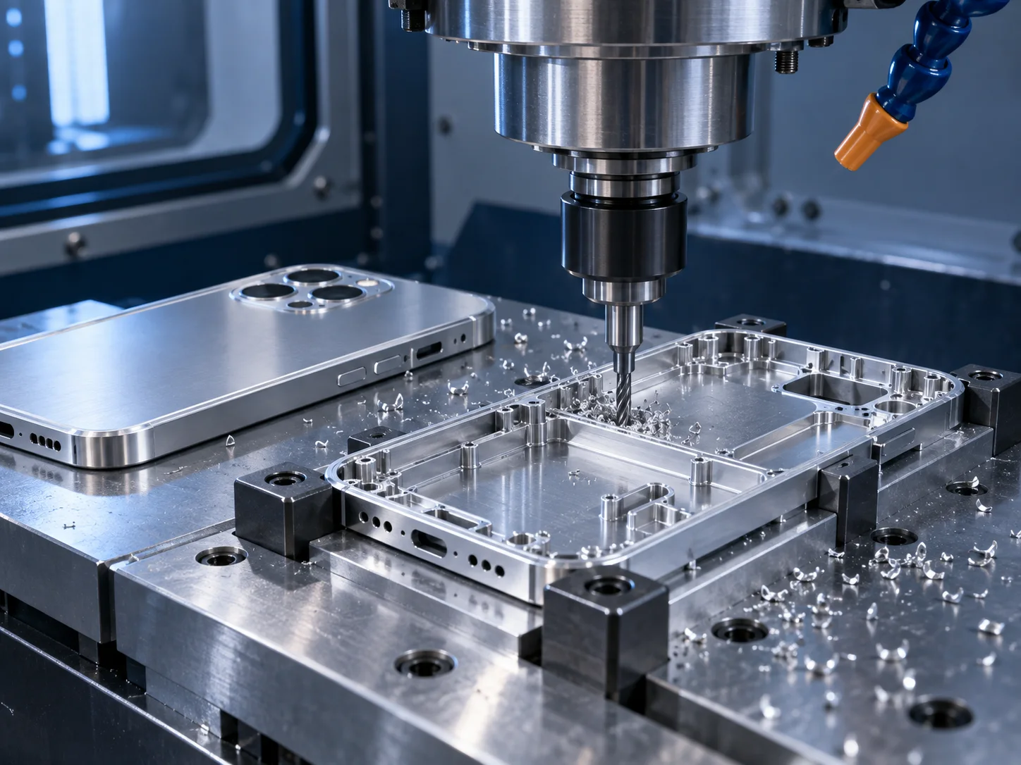 CNC machining an aluminum smartphone housing with a micro end mill