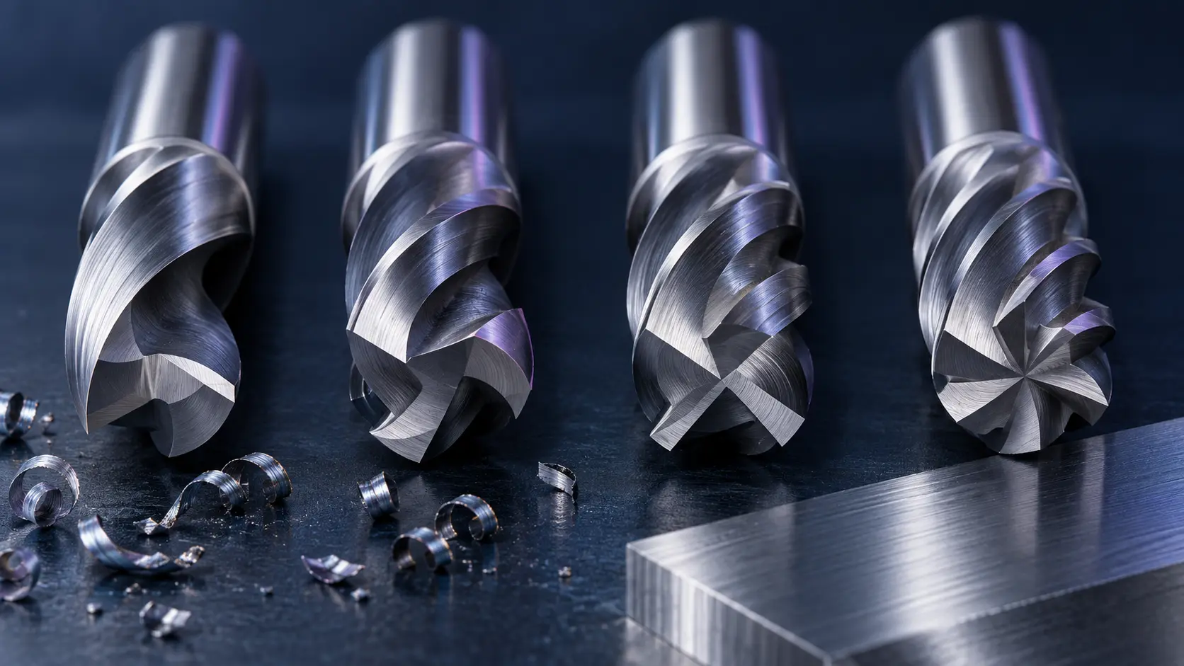 Two flute, three flute, four flute and multi-flute carbide end mill comparison