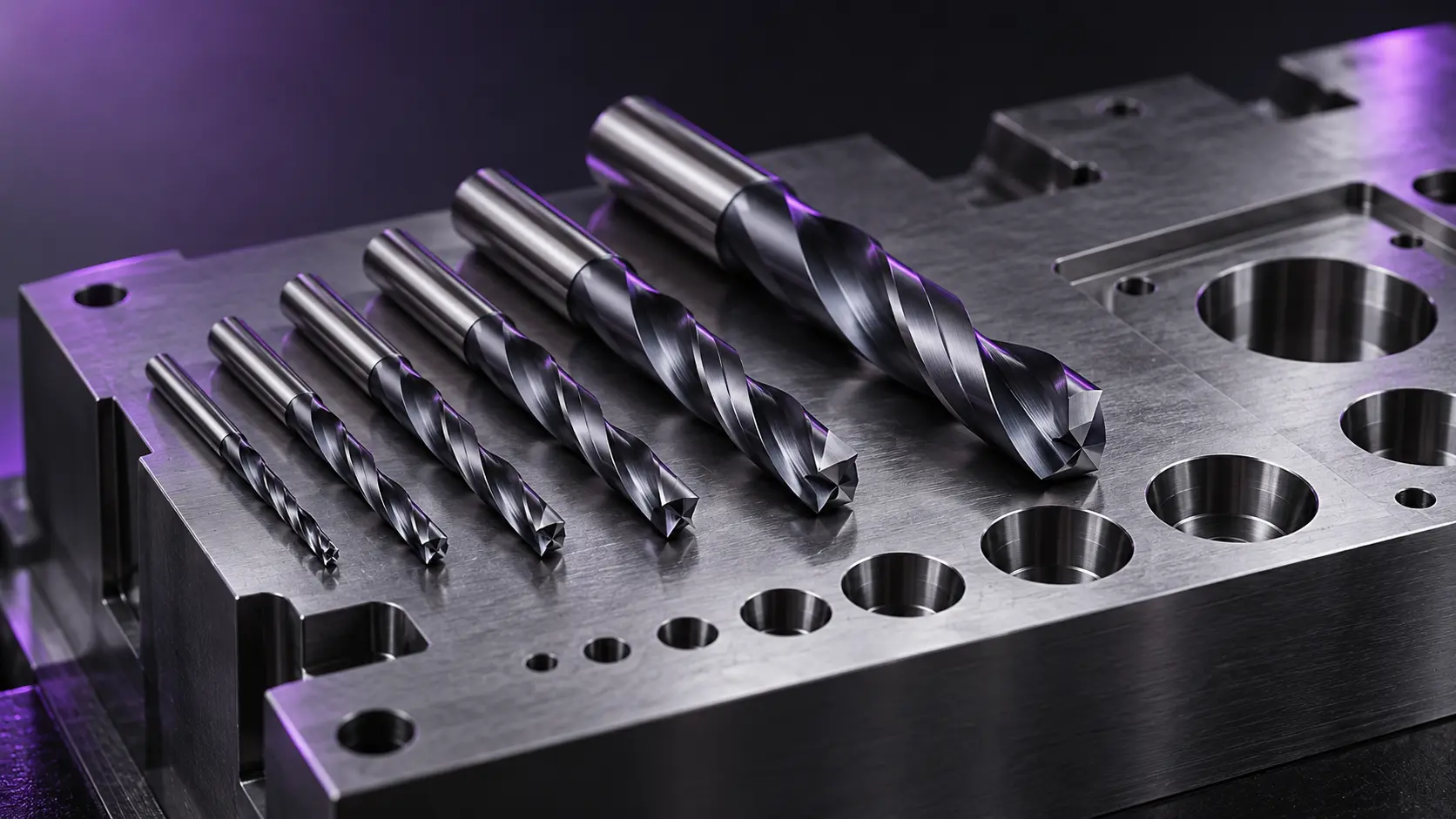 Precision carbide drill bit set for hardened steel