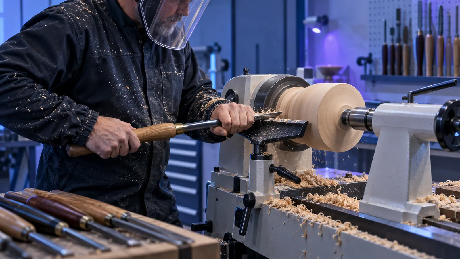 Safe use of wood lathe turning tools with proper tool rest support