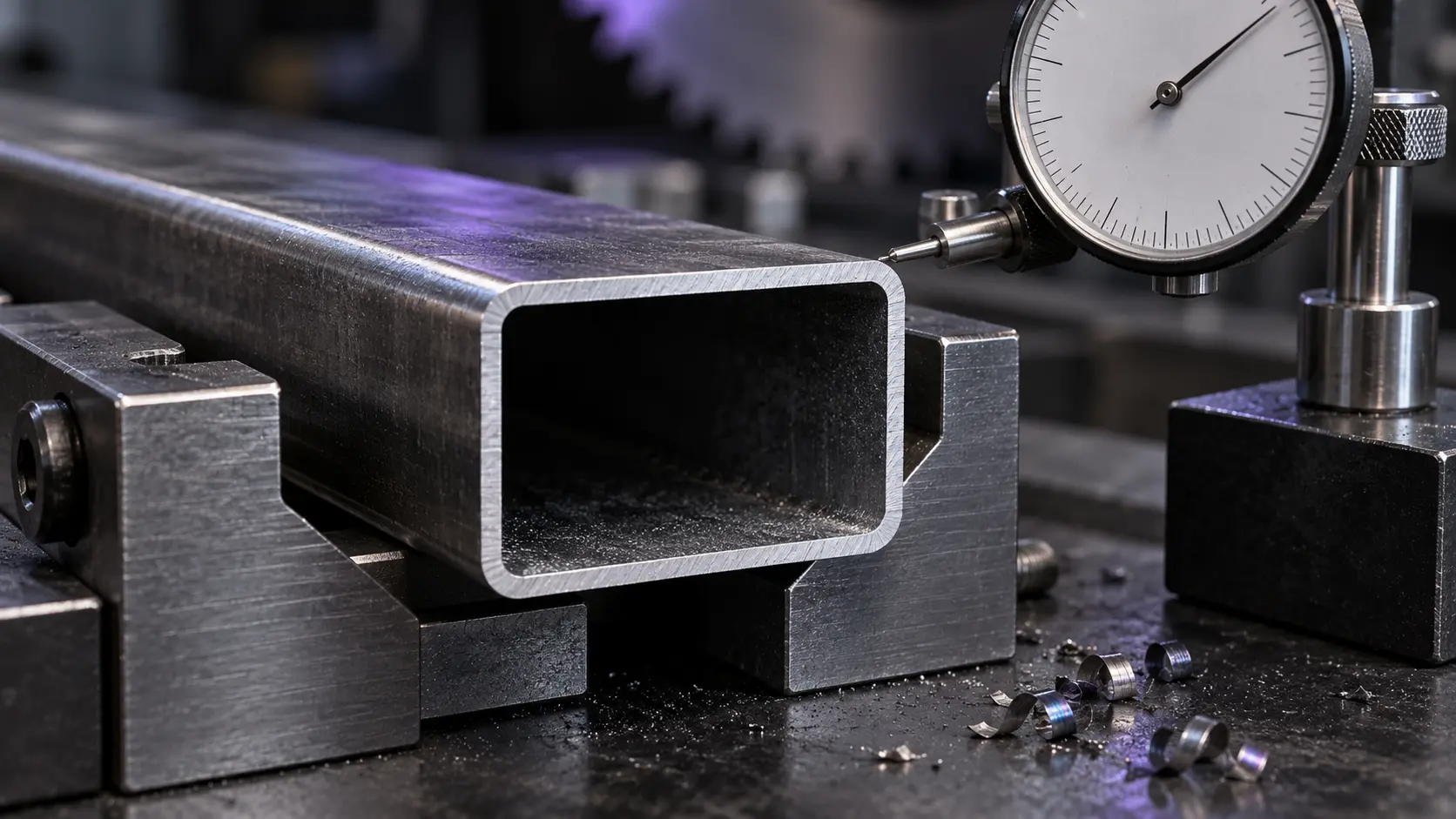 Inspection of a clean metal tube cut after a saw blade trial