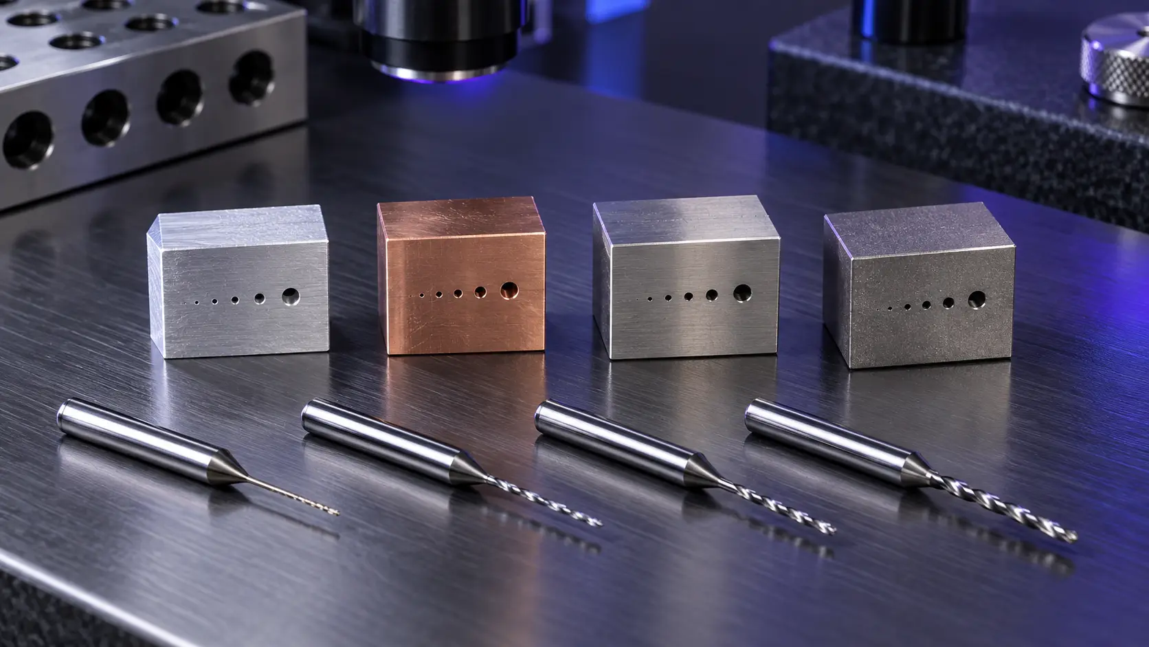 Micro drill material selection for aluminum copper stainless steel and titanium