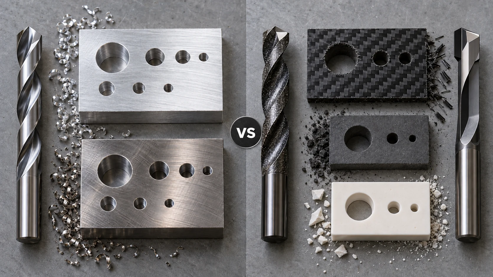 Carbide and diamond drill bit workpiece selection comparison