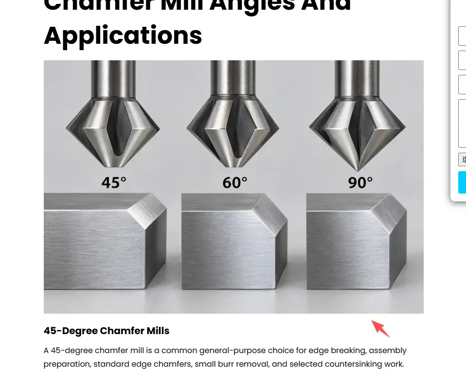 45 degree 60 degree and 90 degree chamfer milling angle comparison
