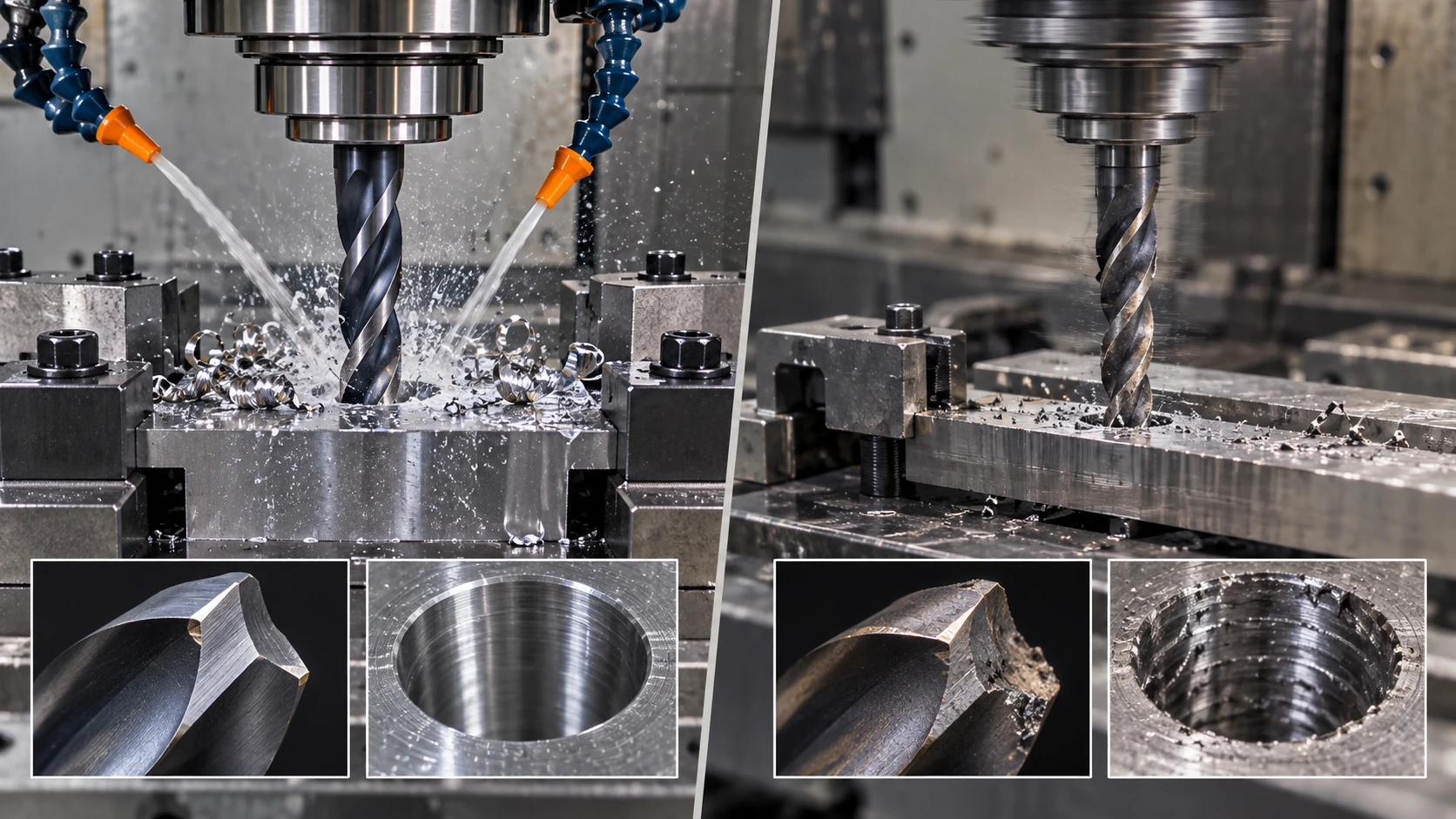 Machine rigidity and drill bit breakage comparison