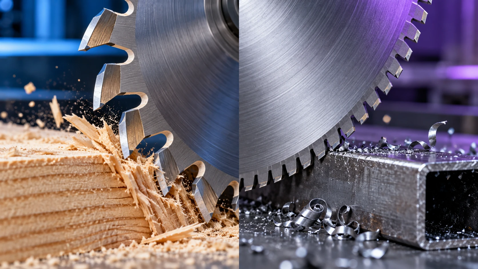 Metal and wood saw blade tooth geometry comparison