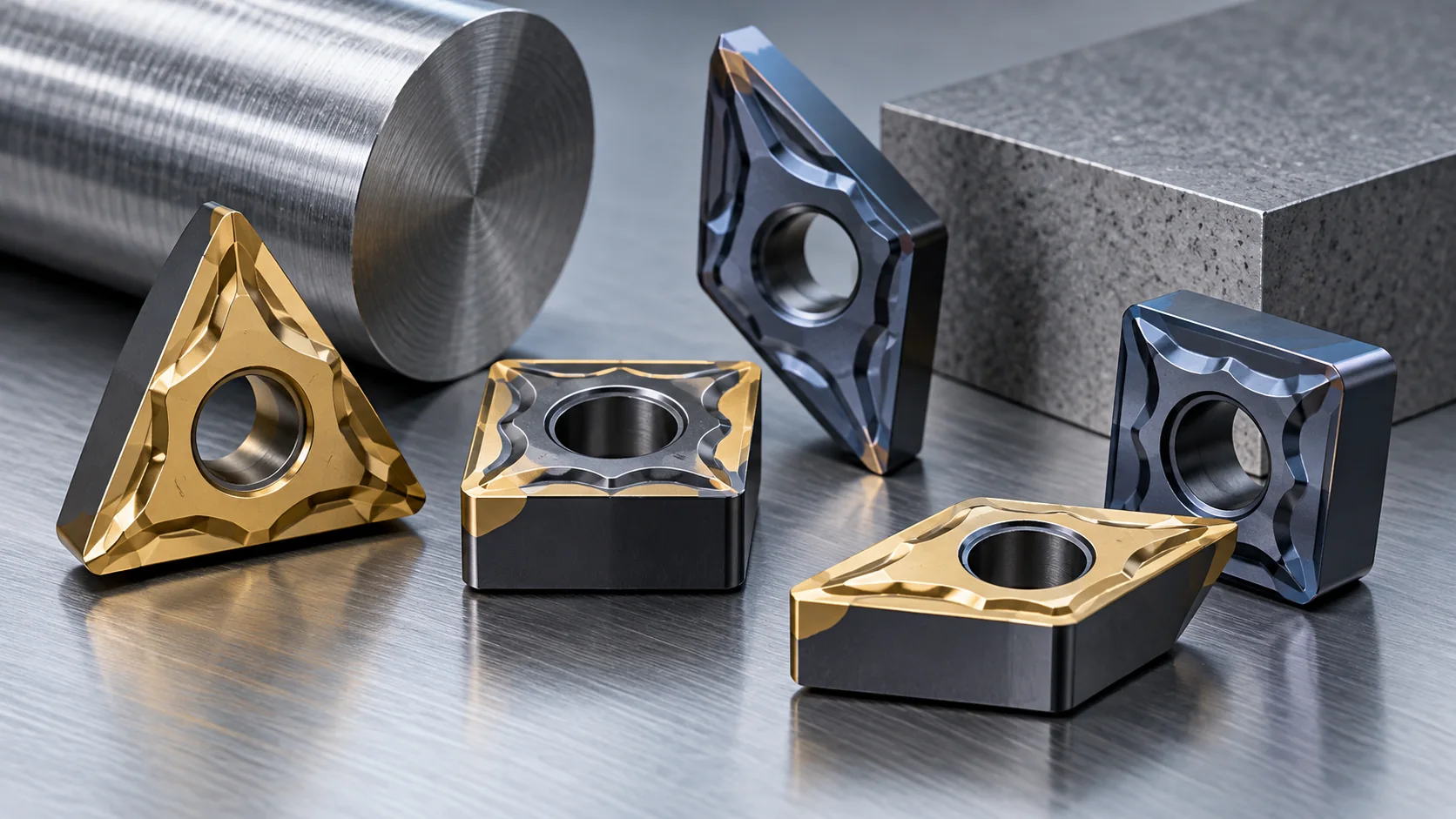 Close-up of a precision carbide turning insert