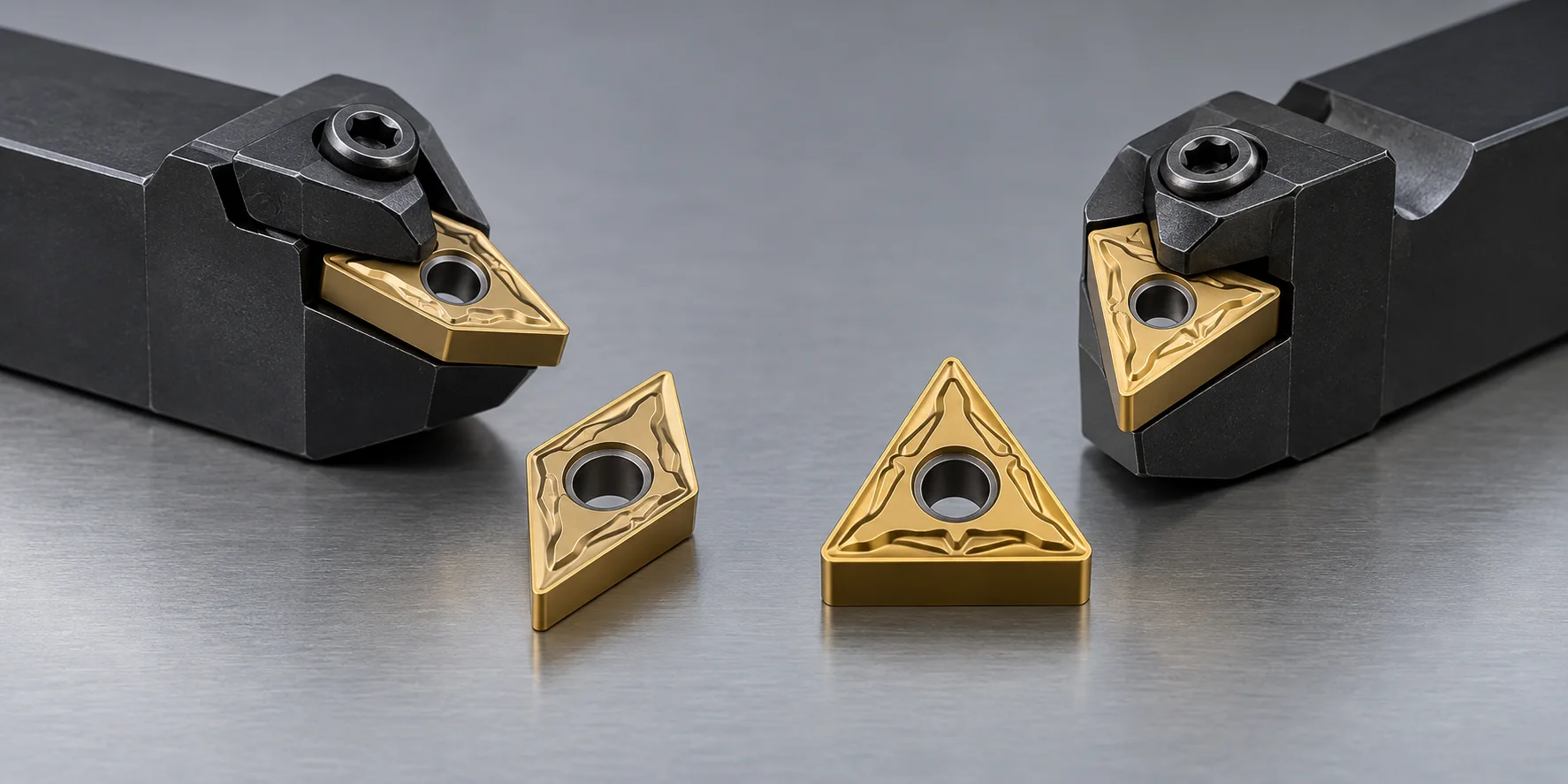 Diamond and trigon carbide turning insert geometry comparison